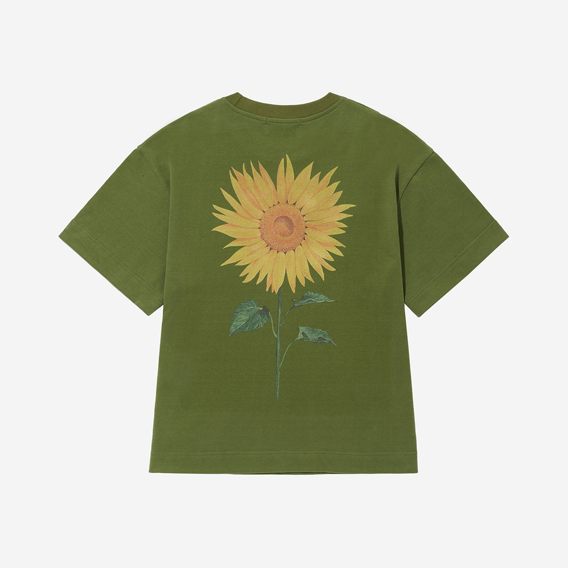 BY RANG Cotton Printed Round T-Shirt Green 상세 이미지 1