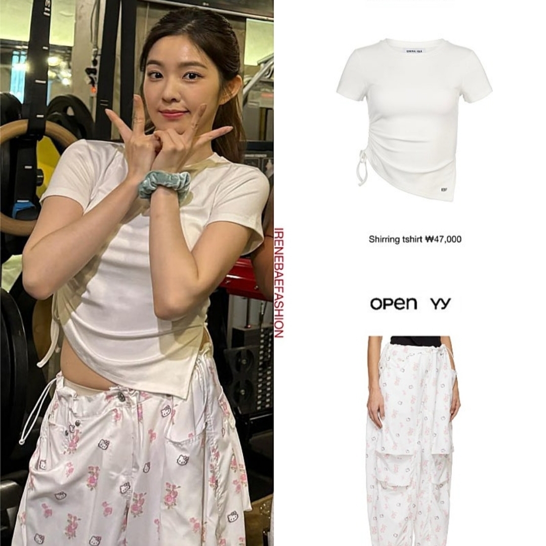 Open Yy x Hello Kitty Parachute Pants White 착용 스타일