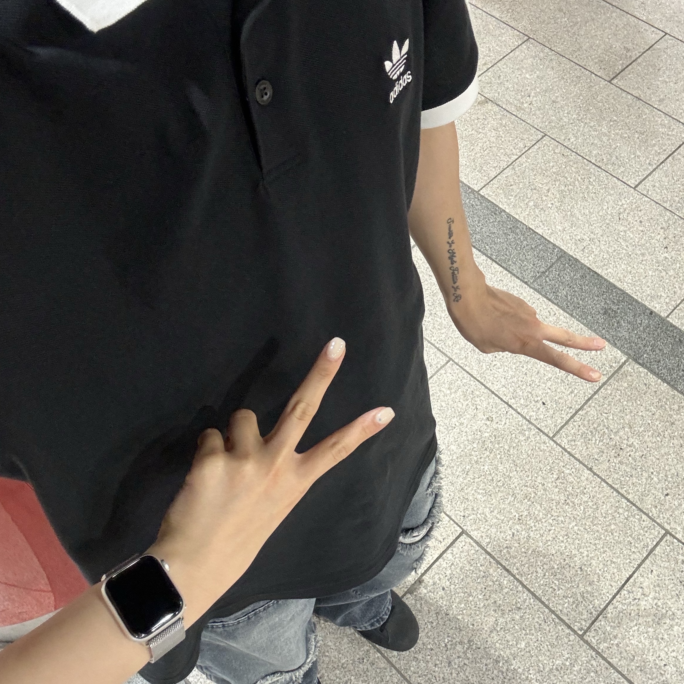 Salomon XA Pro 3D Alloy Silver, Adidas Adicolor Classic 3-Stripes Polo Shirt Black - KR Sizing 착용 스타일 - 2