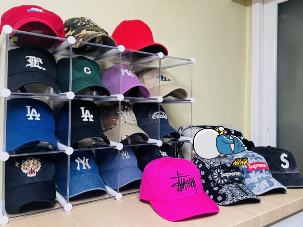 Supreme Pigment Print S Logo 6-Panel Black - 23FW, Stussy Low Profile Big Basic Snapback Pink 착용 스타일