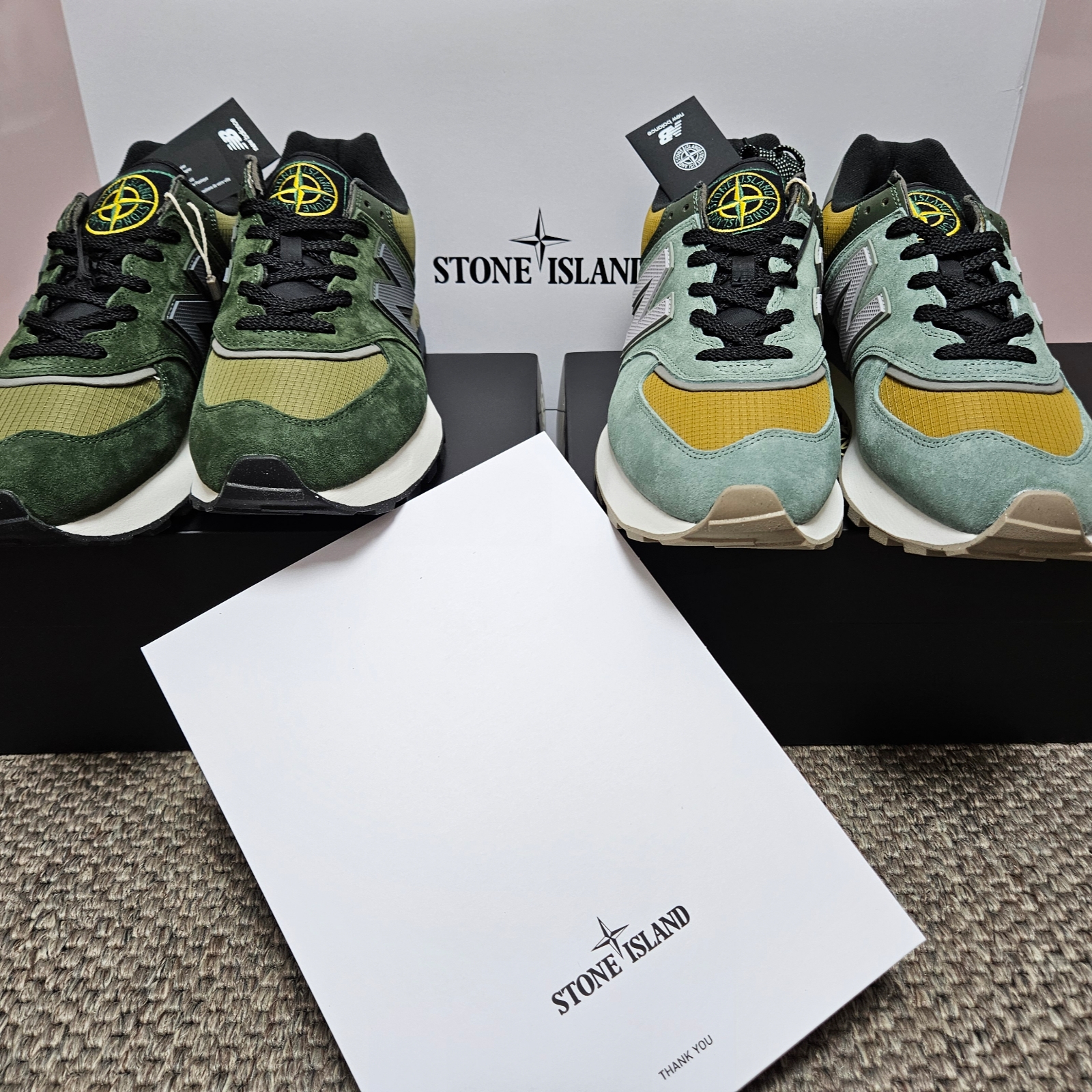 New Balance x Stone Island 574 Legacy Dark Green, New Balance x Stone Island 574 Legacy Light Green 착용 스타일 - 3