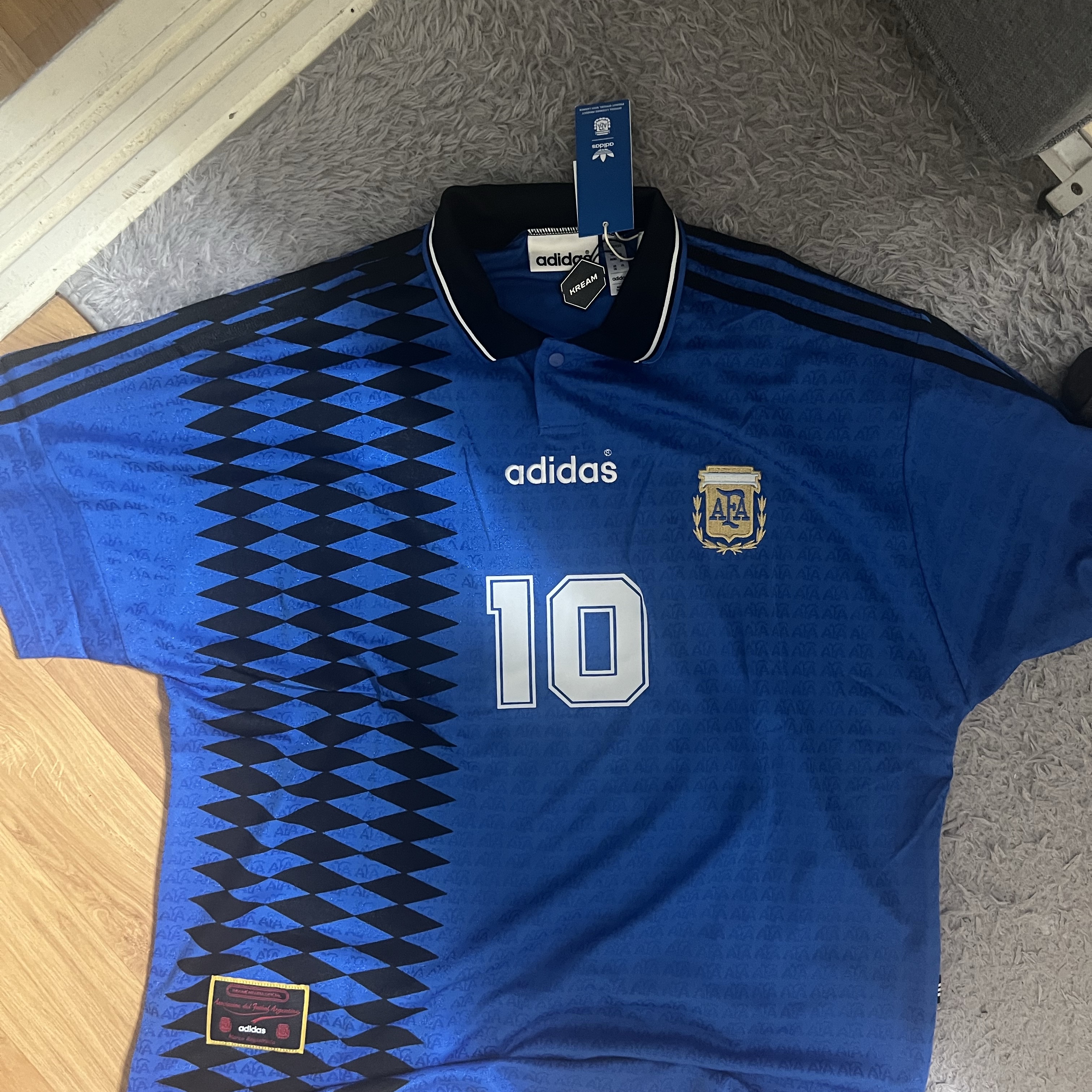 Adidas Argentina 1994 Away Jersey Blue - KR Sizing 착용 스타일