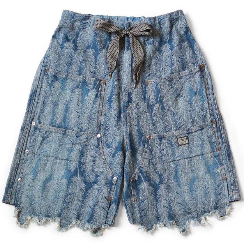 Kapital 12 oz. Magpie Denim W Knee Easy Shorts Light Indigo 착용 스타일