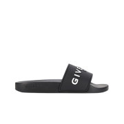 (W) Givenchy Slide Flat Sandals in Rubber Black