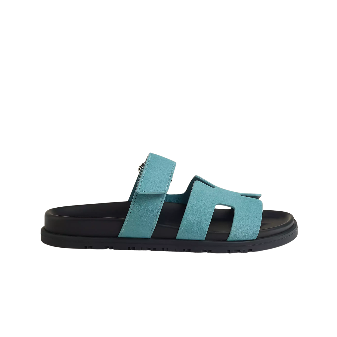 H222297Z6H (W) Hermes Chypre Sandal Suede Goatskin & Bleu Mineral