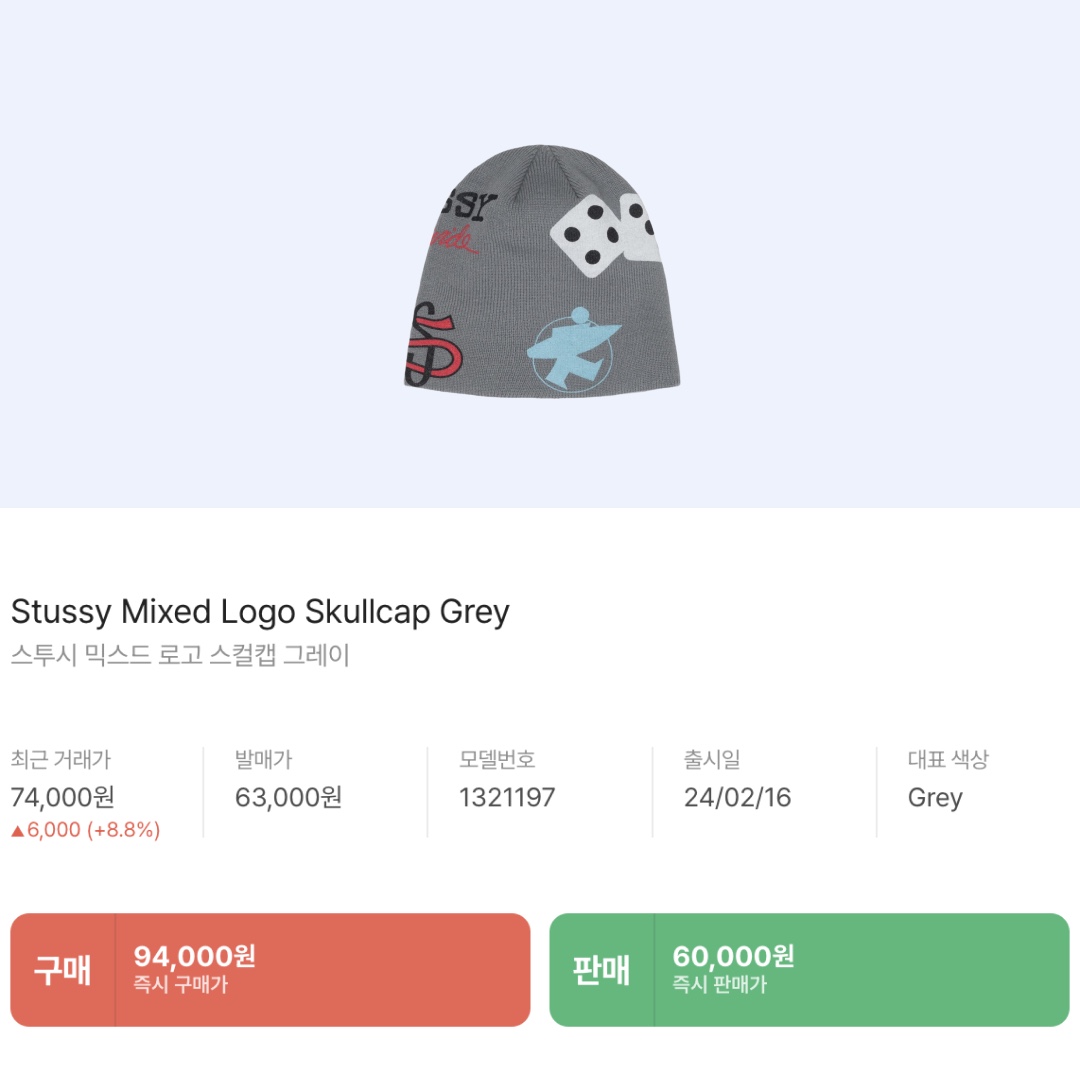 Stussy Mixed Logo Skullcap Grey 착용 스타일 - 2