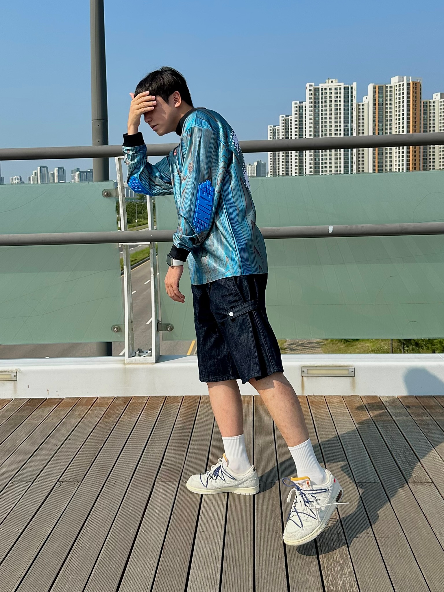 Nike x Off-White Dunk Low The 50 - Lot 18, Nike x Off-White NRG Jersey Imperial Blue - Asia 착용 스타일 - 2