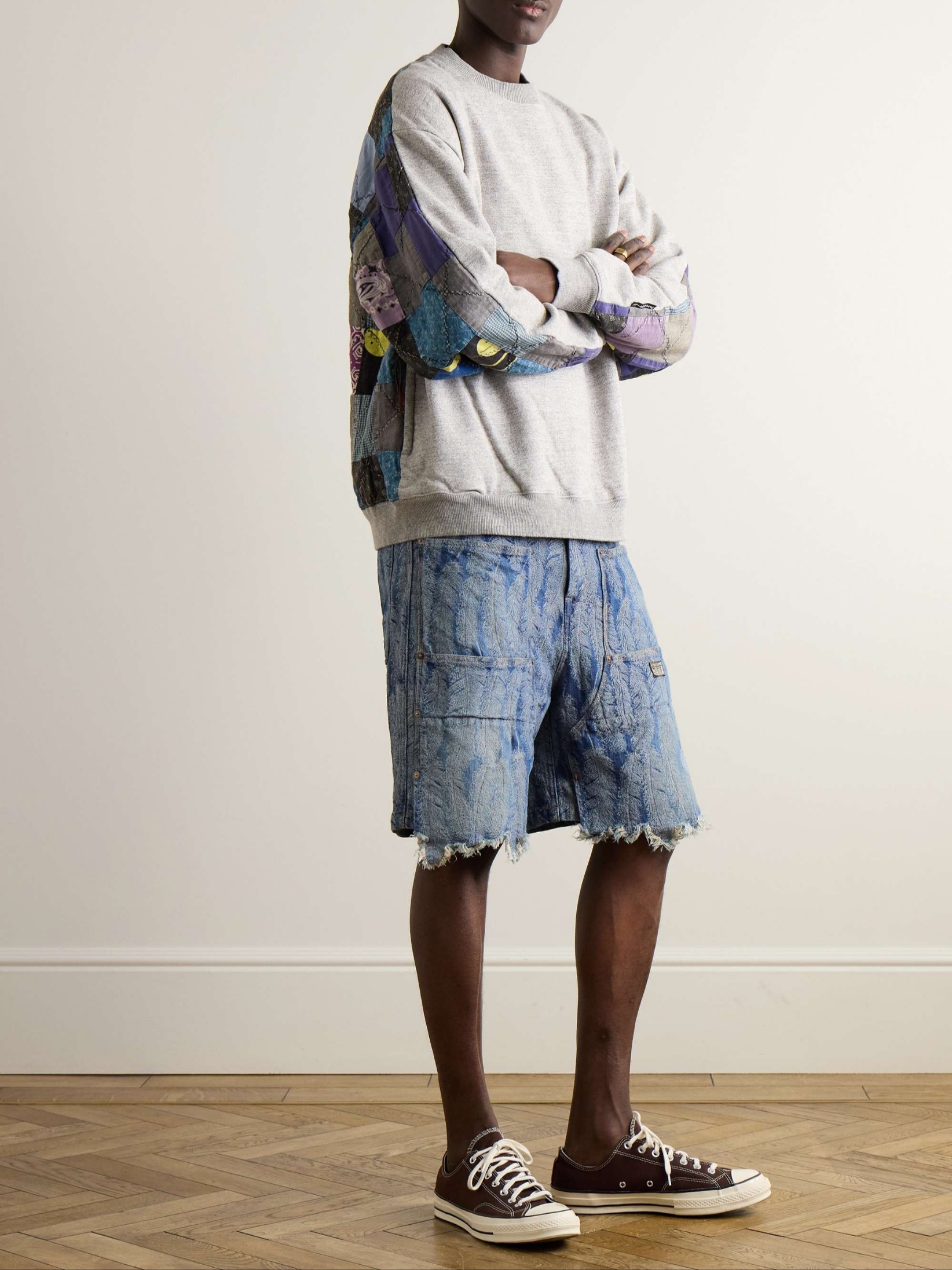 Kapital 12 oz. Magpie Denim W Knee Easy Shorts Light Indigo 착용 스타일