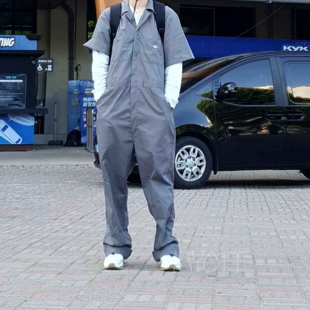 Dickies Short Sleeve Regular Coveralls Dark Navy 착용 스타일 - 2