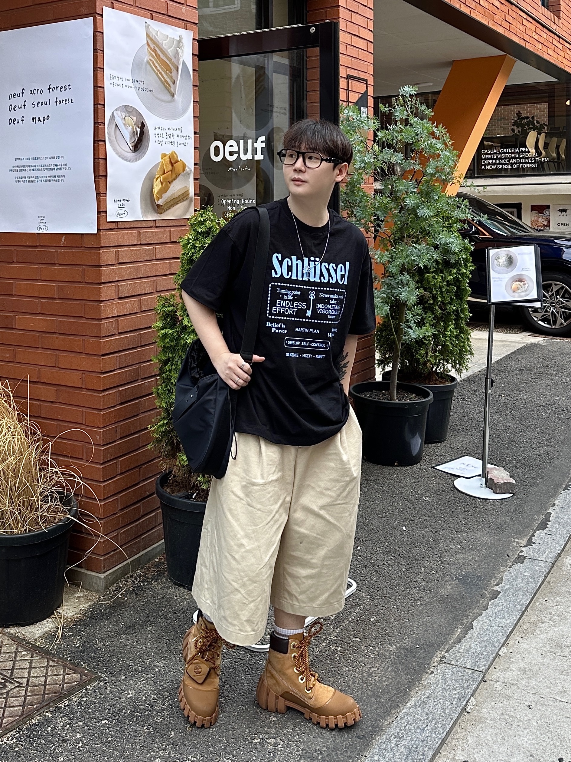 Gentle Monster x Maison Margiela MM113 Black Clear, Timberland x Humberto Leon 6 Inch Boot Wheat Nubuck - Medium 착용 스타일 - 3