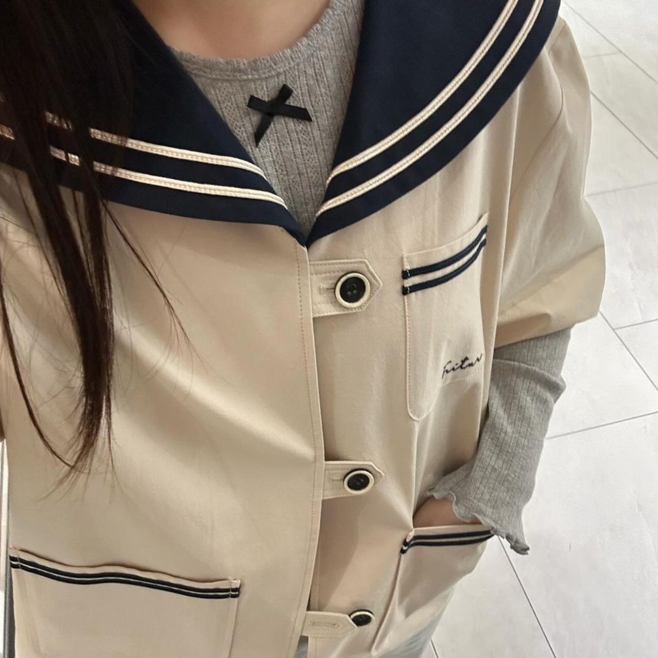 Fritur The Sailor Jacket Ivory 착용 스타일