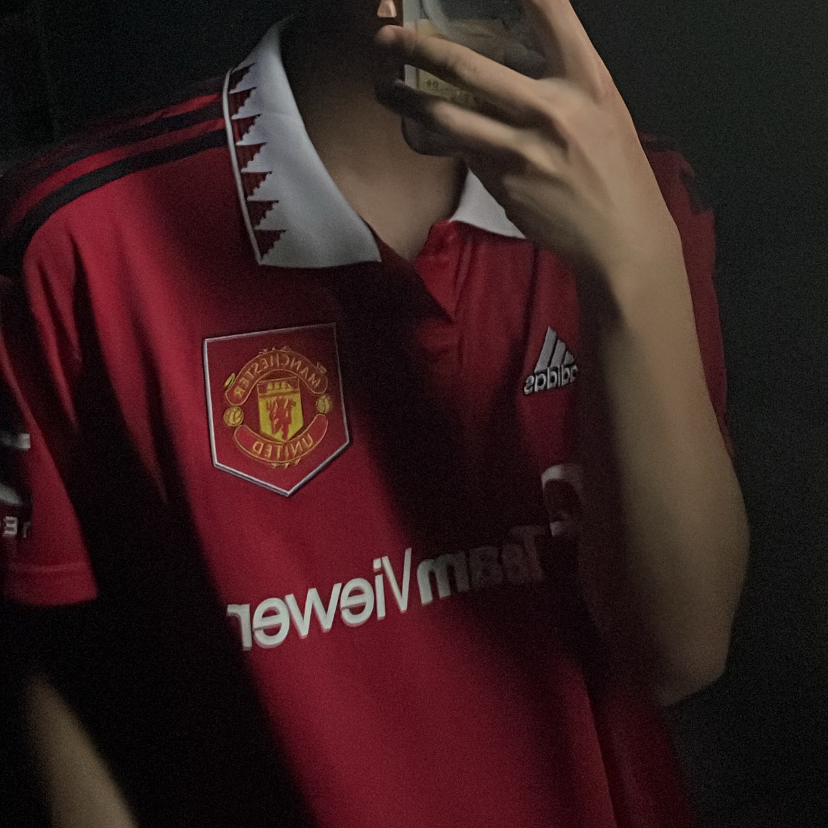Adidas Manchester United 2022/23 Home Jersey Real Red - US Sizing (Non Marking Ver.) 착용 스타일