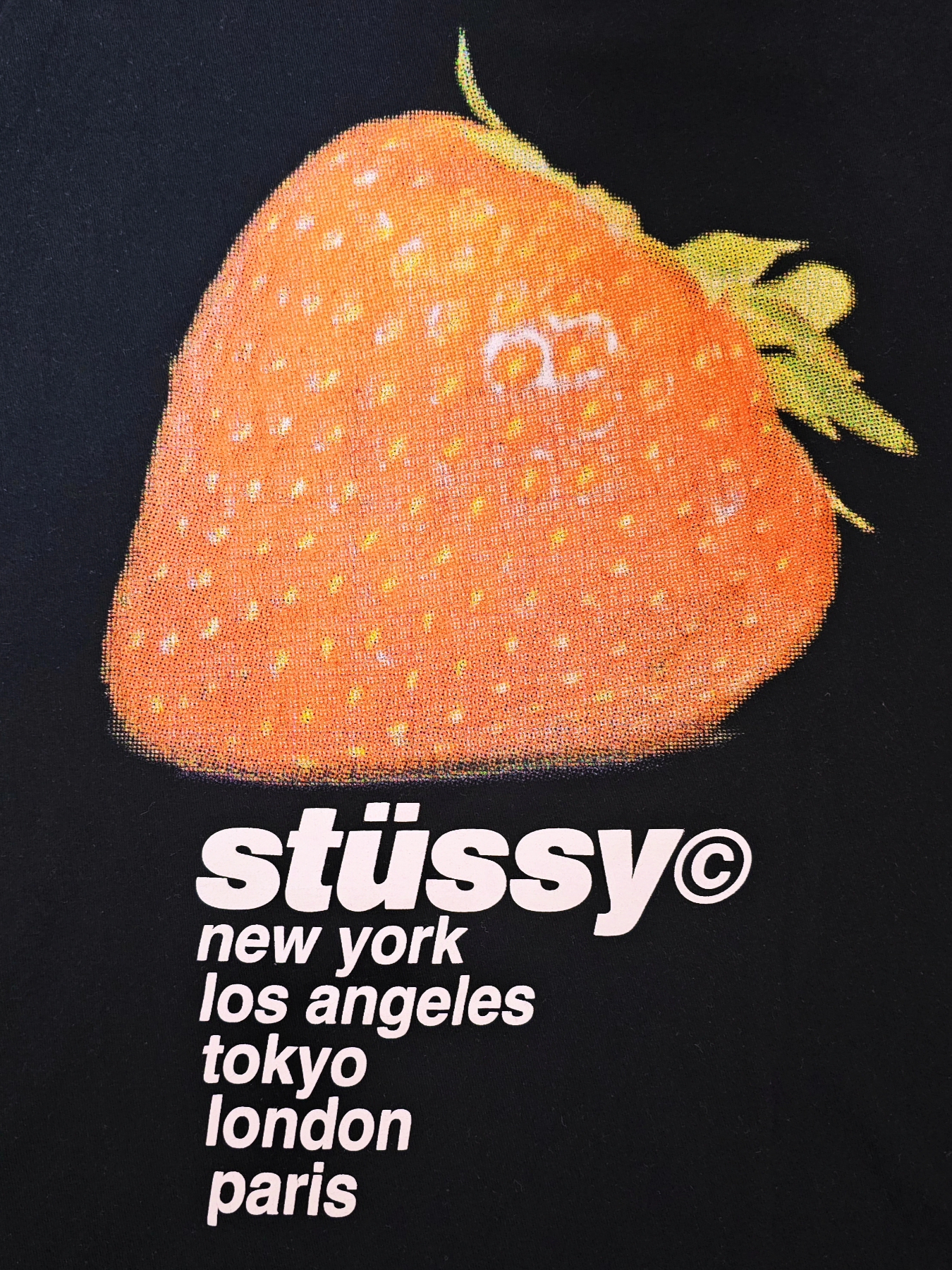 Stussy Strawberry T-Shirt Black 착용 스타일 - 1