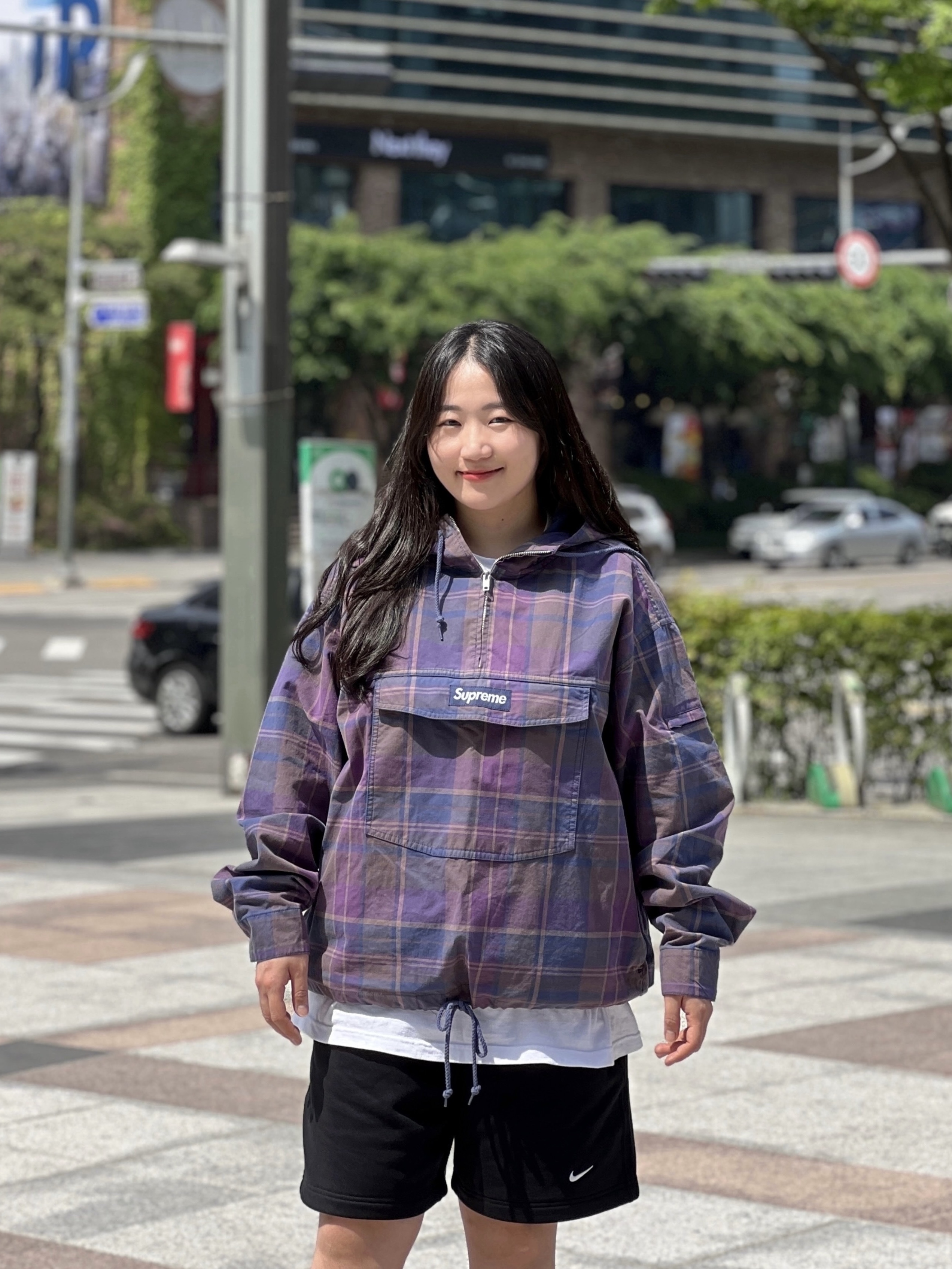 Supreme Cotton Utility Anorak Plaid - 24SS, Nike NRG Solo Swoosh Fleece Shorts Black - Asia 착용 스타일 - 1