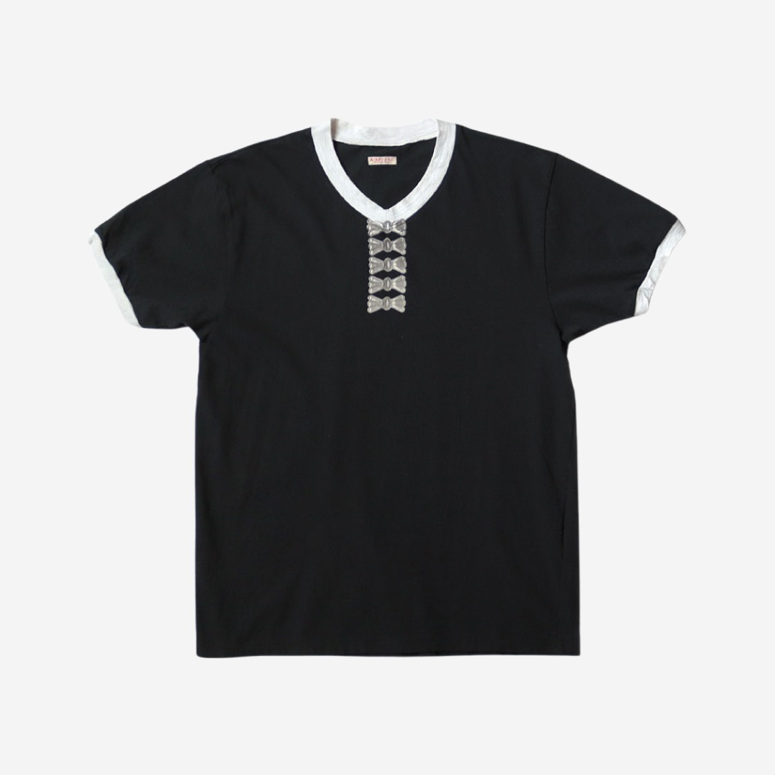 Kapital 20 Jersey V-Neck Ringer T-Shirt Butterfly Concho Pt Black 상세 이미지 1