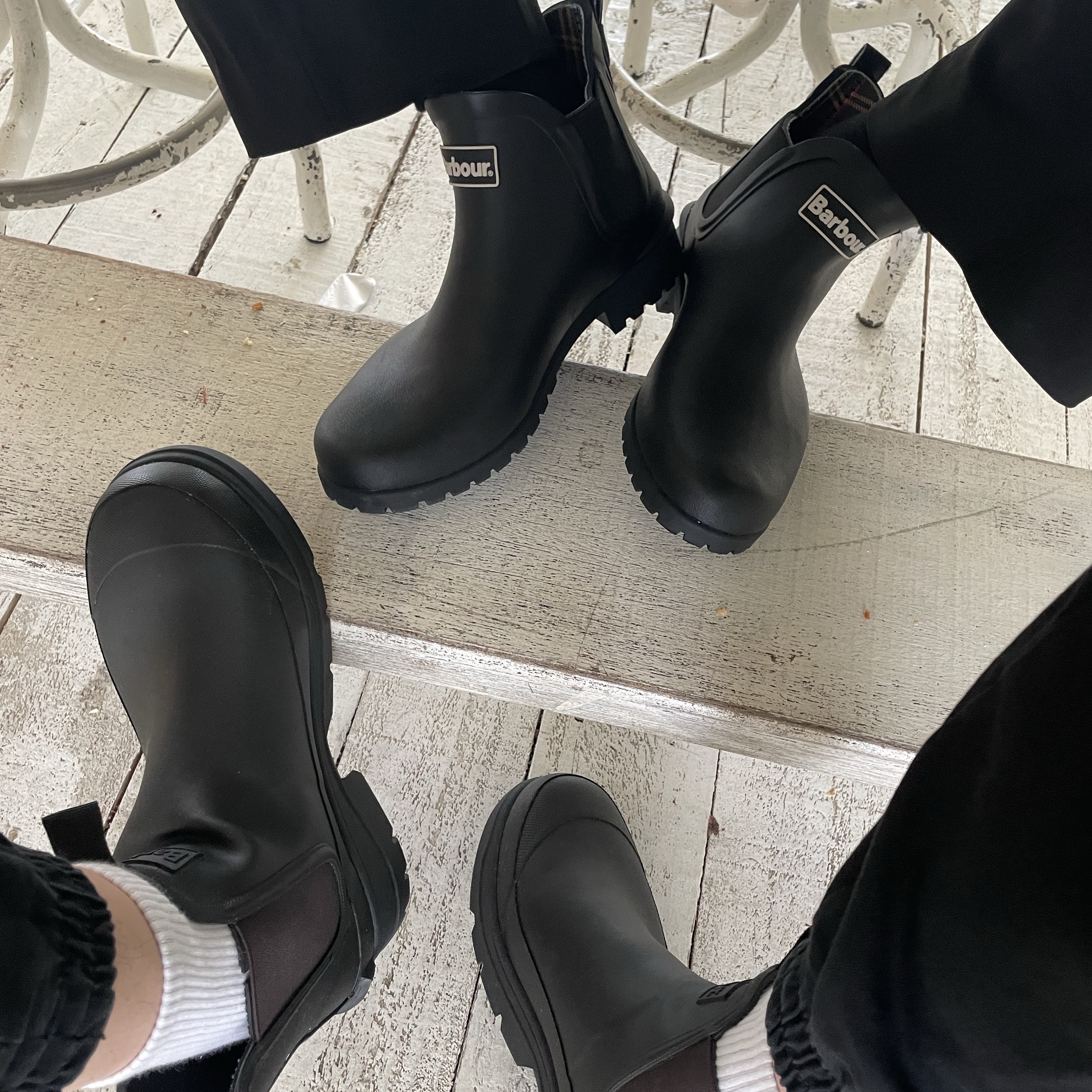 (W) Barbour Wilton Wellingtons Boots Black 착용 스타일