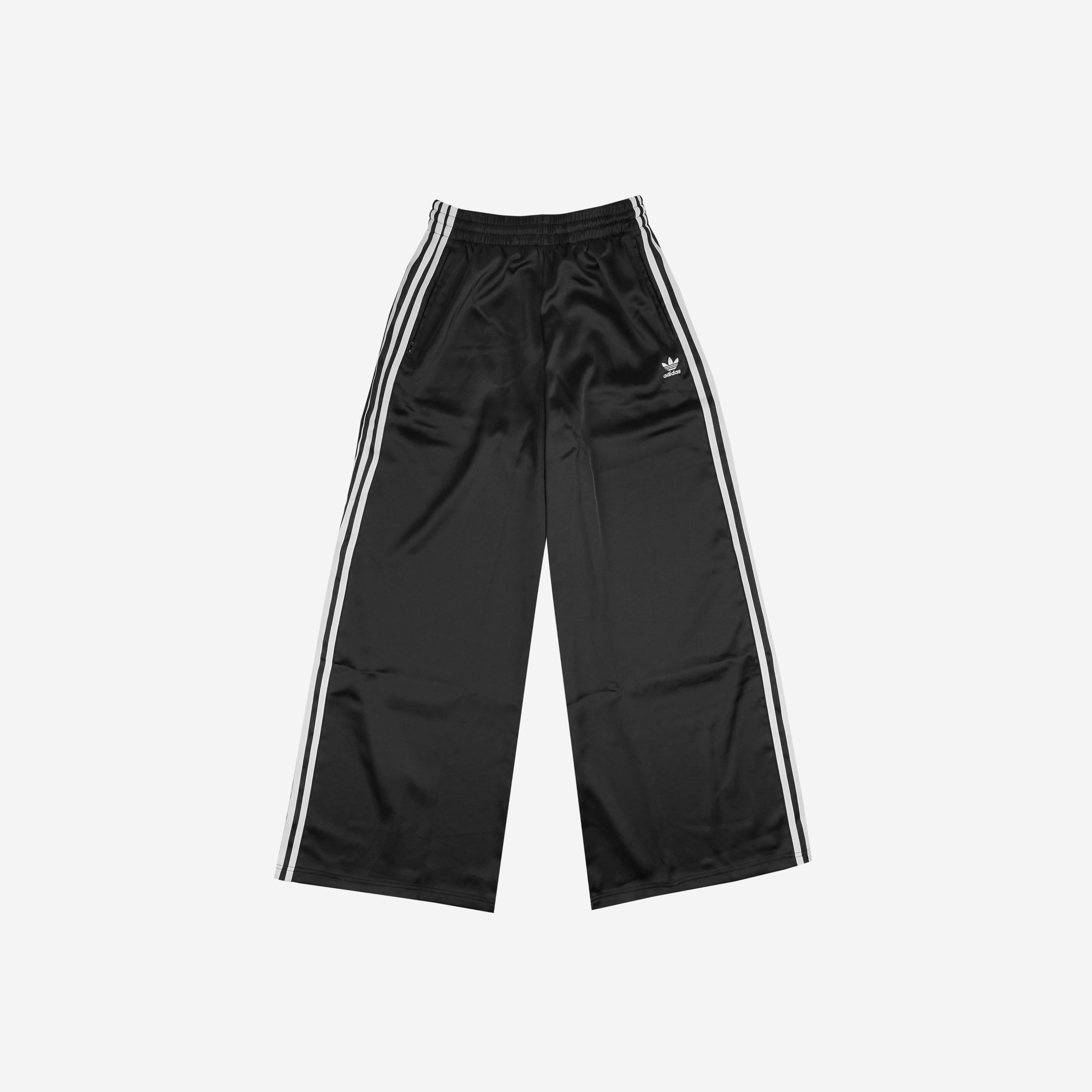 (W) Adidas Satin Wide Leg Joggers Black - KR Sizing