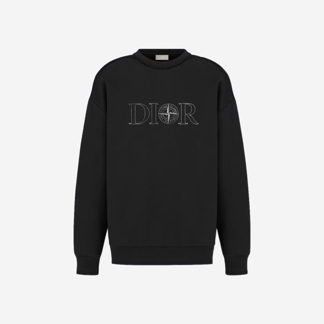 Dior x Stone Island Cotton Fleece Sweatshirt Black 상세 이미지 1