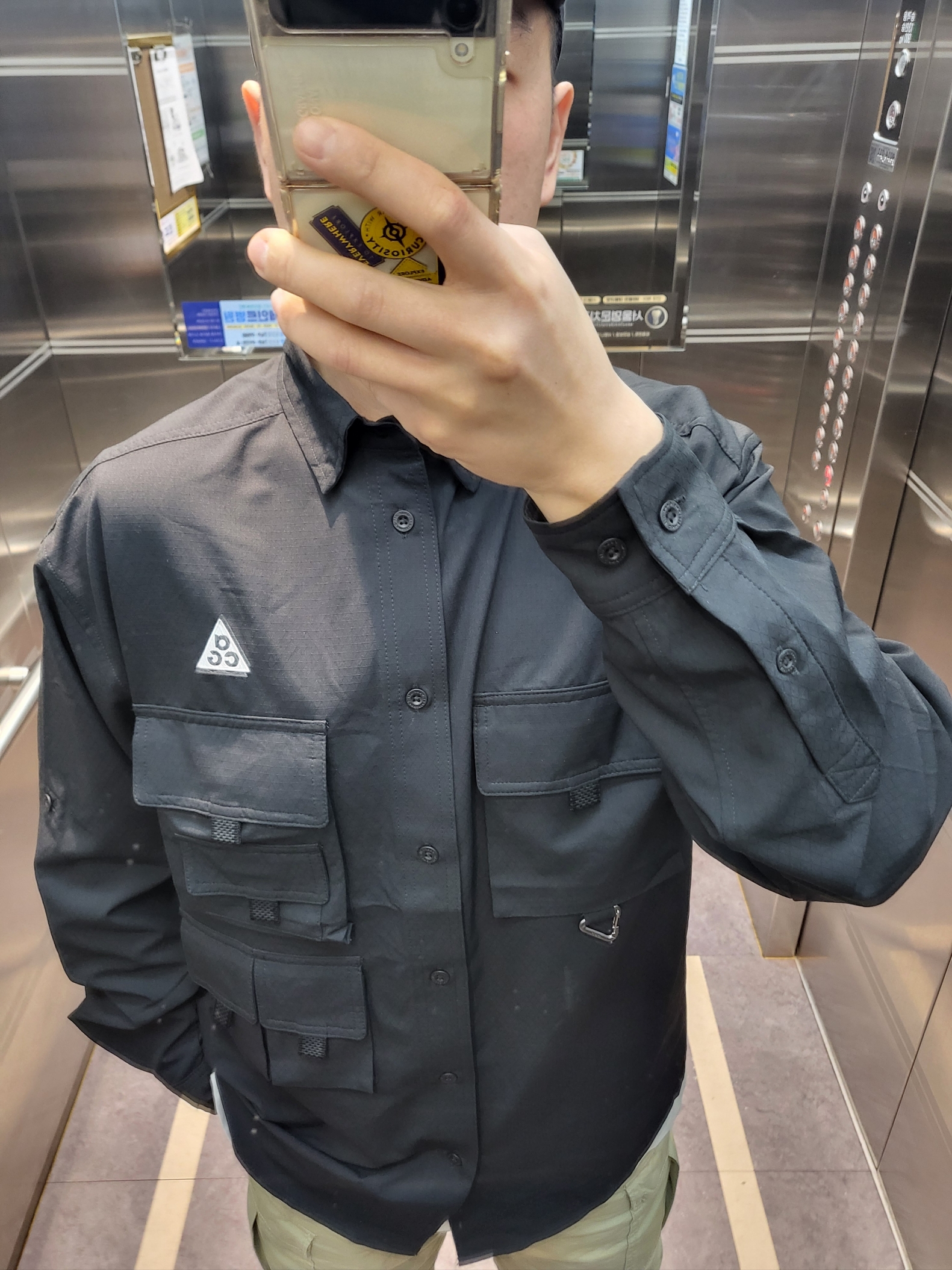 Nike ACG Dri-Fit UV Devastation Trail Shirt Black Summit White - Asia 착용 스타일