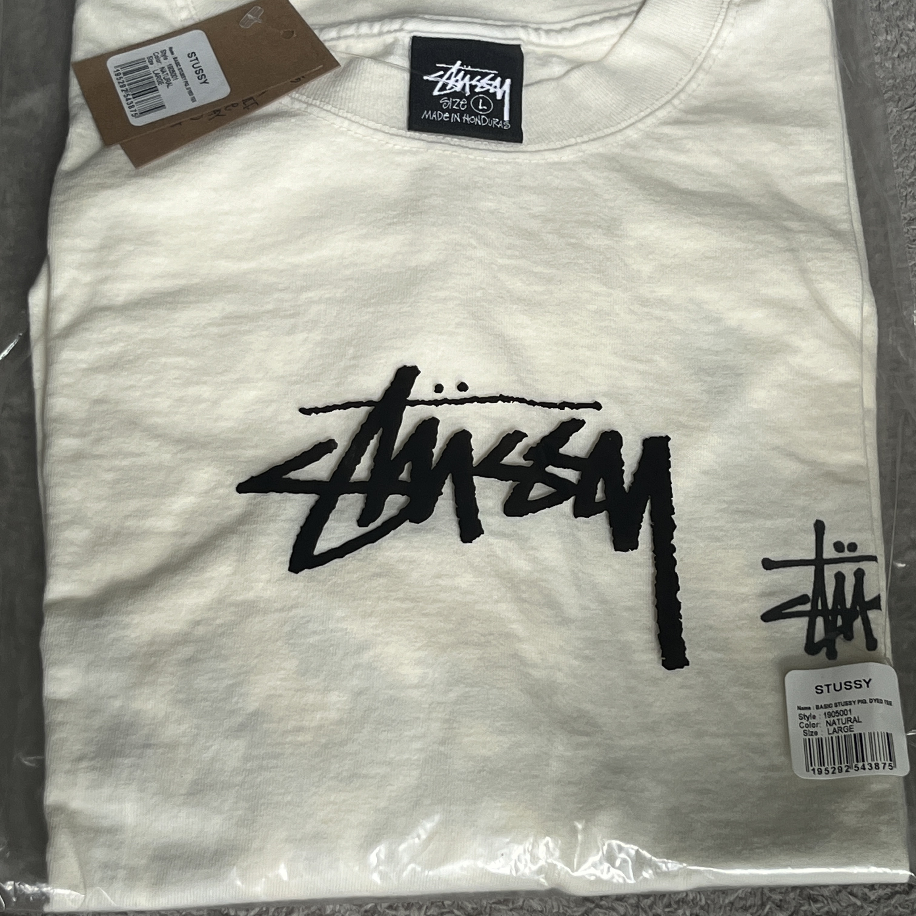 Stussy Basic Stussy Pigment Dyed T-Shirt Natural 2024 착용 스타일