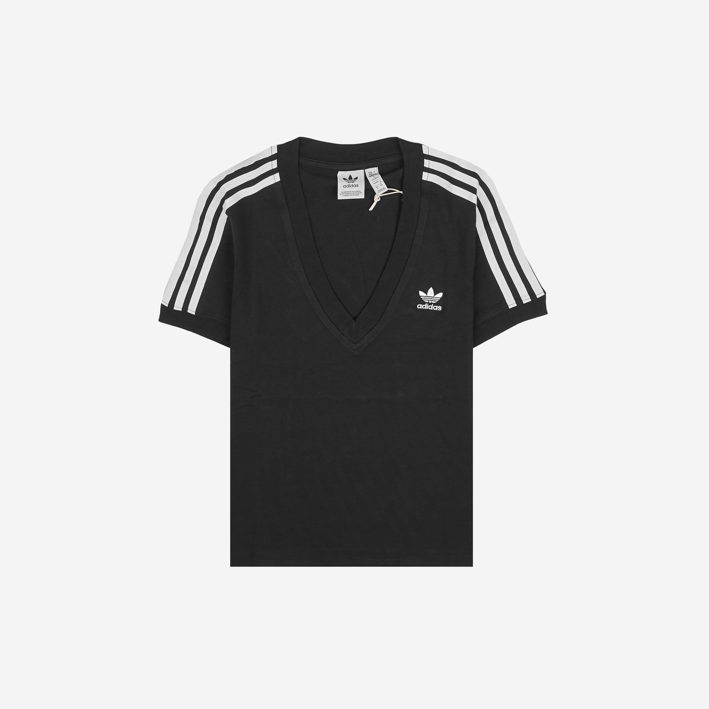 ★adidas★ 3S V-neck Slim Tee Black IU2416 adidas Originals t-shirt 3-Stripes V-Neck Tee PRM EU