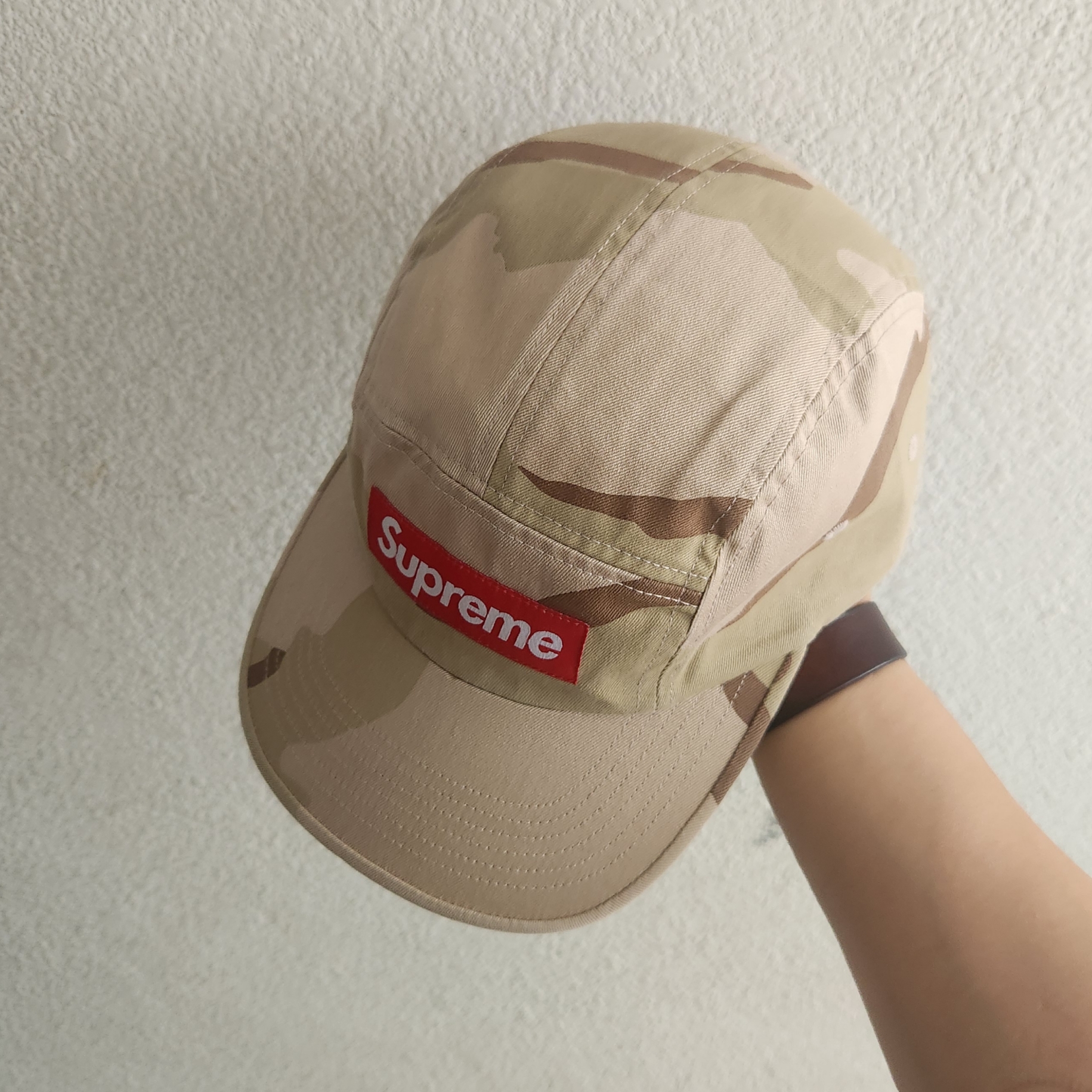 Supreme Washed Chino Twill Camp Cap Desert Camo - 24SS 착용 스타일