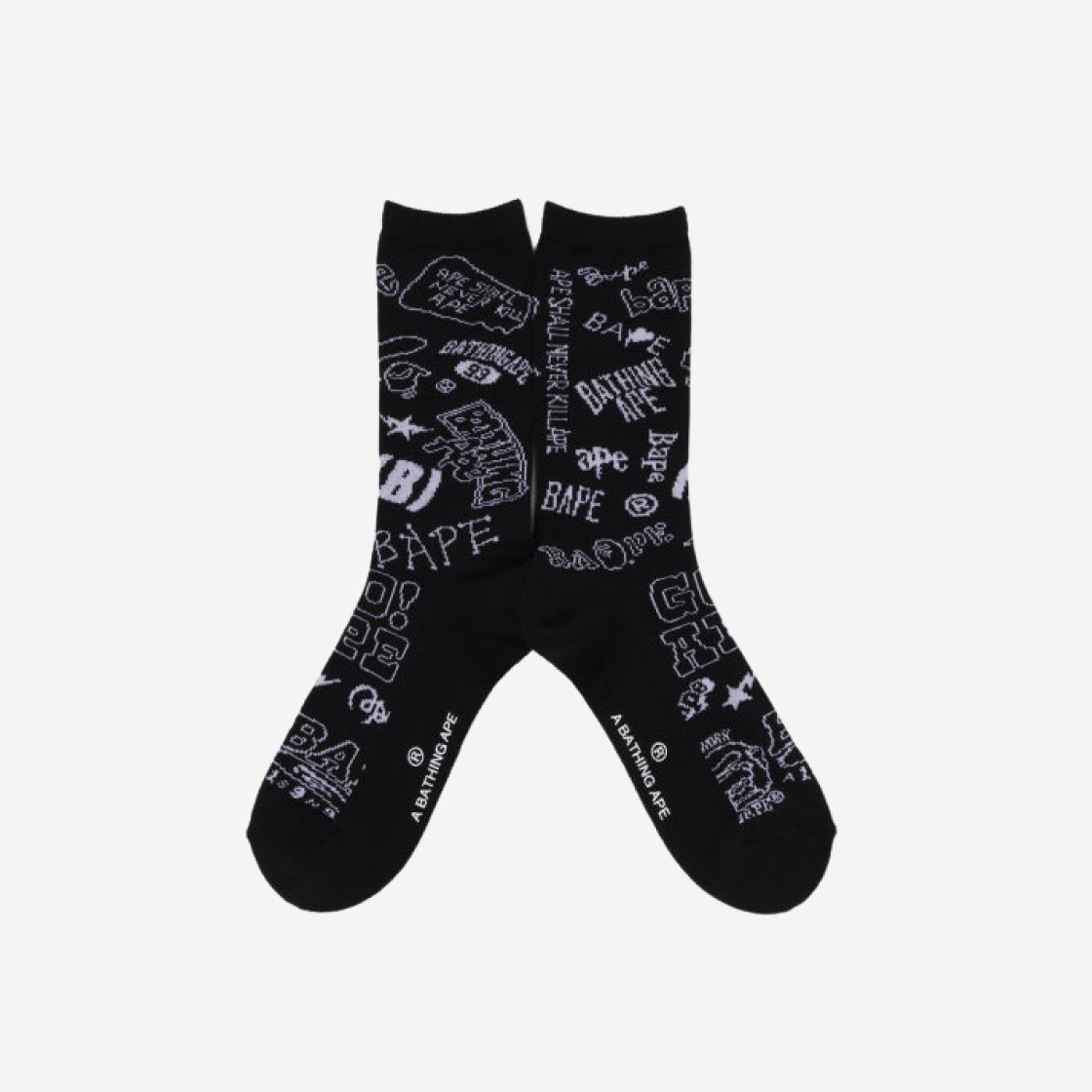 BAPE Graffiti Pattern Socks Black 상세 이미지 2