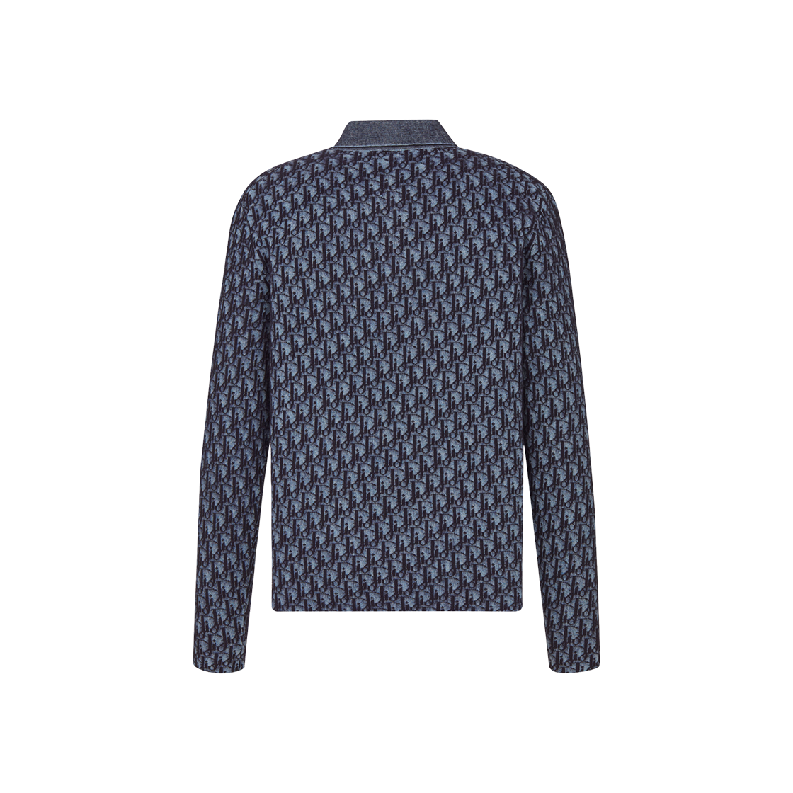 Dior x Otani Workshop Mohair Alpaca Jacquard Long-Sleeved Polo Shirt Navy Blue 상세 이미지 2