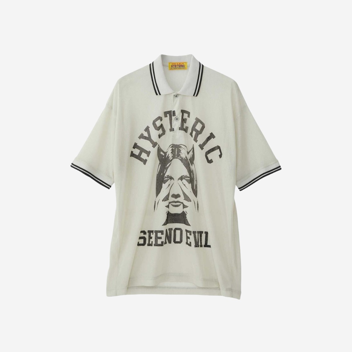 (W) Hysteric Glamour See No Evil Mesh Polo Shirt White 상세 이미지 1