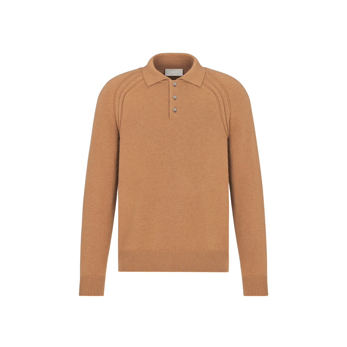 Dior Icons Cashmere Jersey Long-Sleeved Polo Shirt Brown 상세 이미지 1