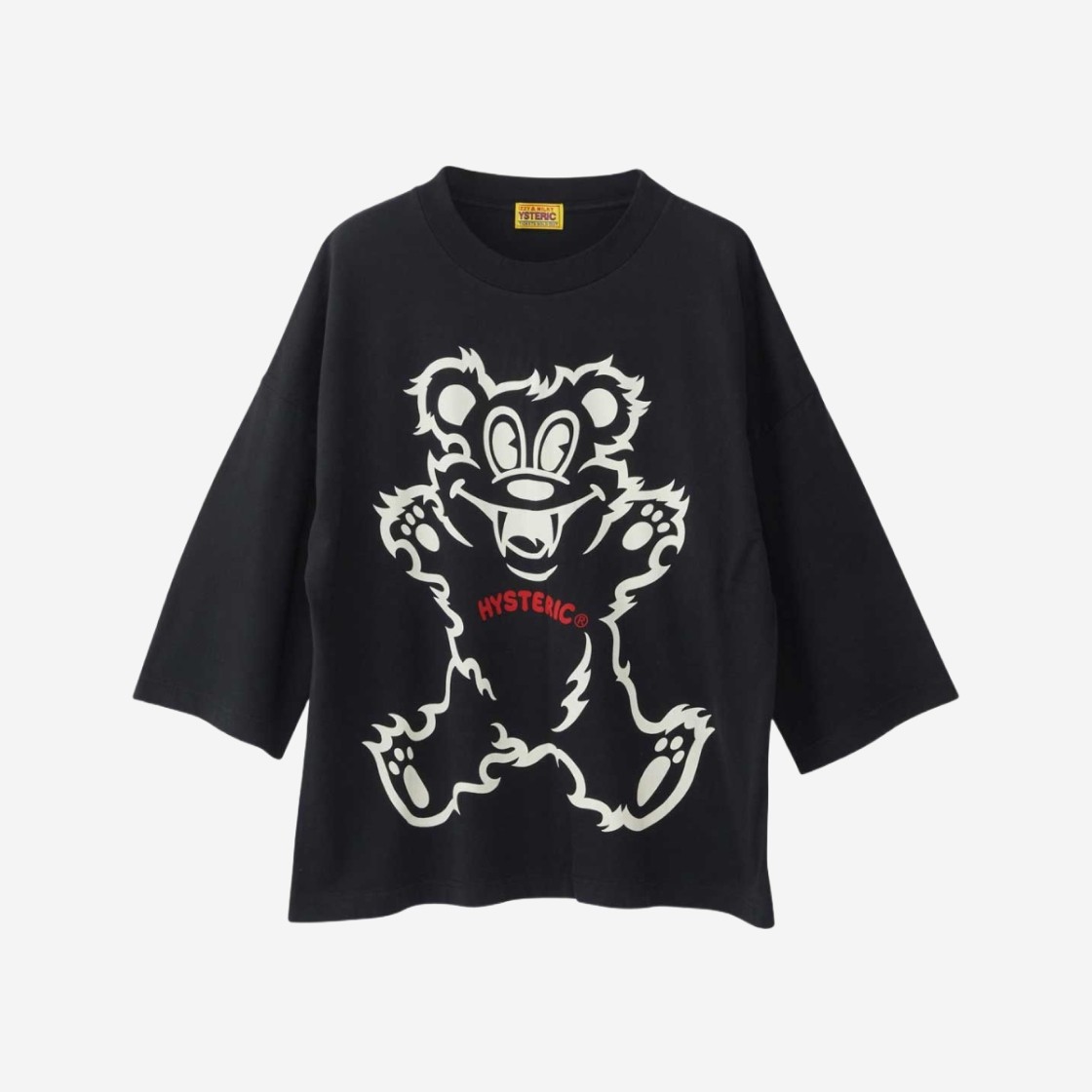 (W) Hysteric Glamour Fire Bear Oversized 8/10 Sleeve T-Shirt Black 상세 이미지 1