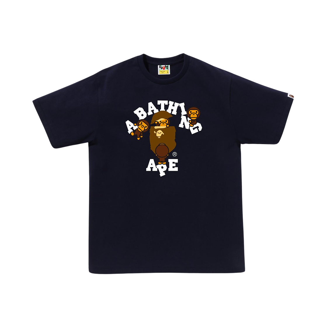 BAPE College Milo T-Shirt Navy Blue 상세 이미지 1