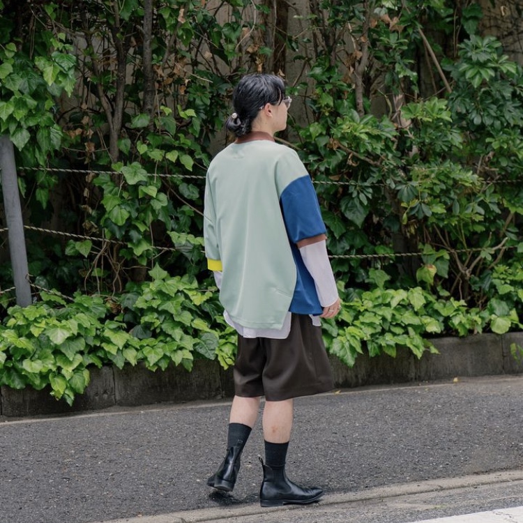 Fumito Ganryu Graffiti Polo Shirt Navy 착용 스타일 - 4