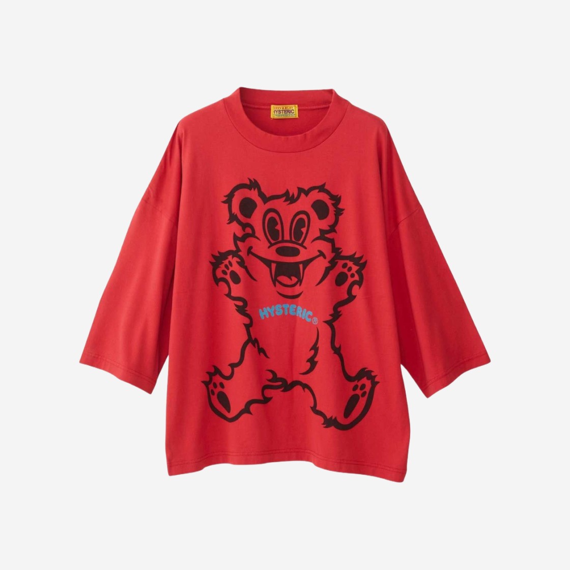 (W) Hysteric Glamour Fire Bear Oversized 8/10 Sleeve T-Shirt Red 상세 이미지 1