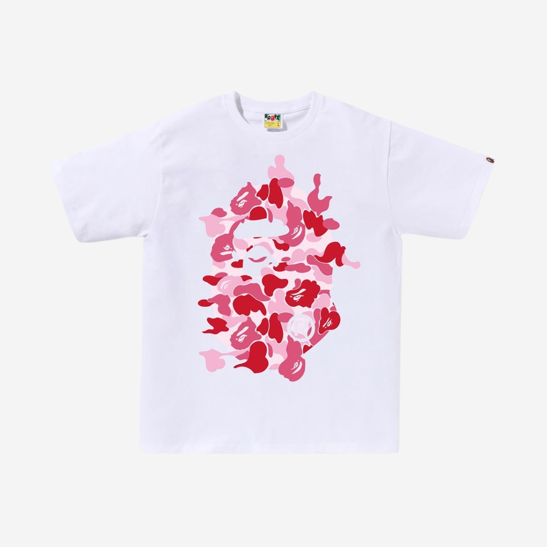 BAPE ABC Camo Rebuild Big Ape Head T-shirt White Pink 상세 이미지 1