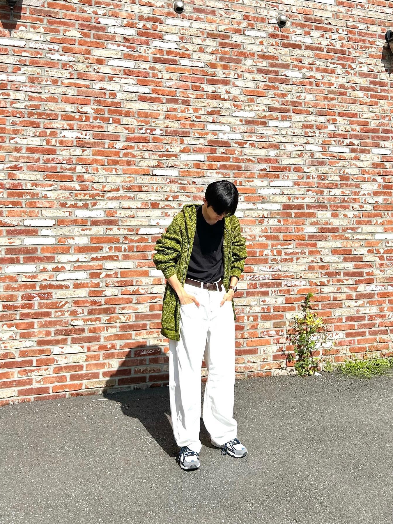 Millo Archive Reflect Curved Pants Off White 착용 스타일 - 3