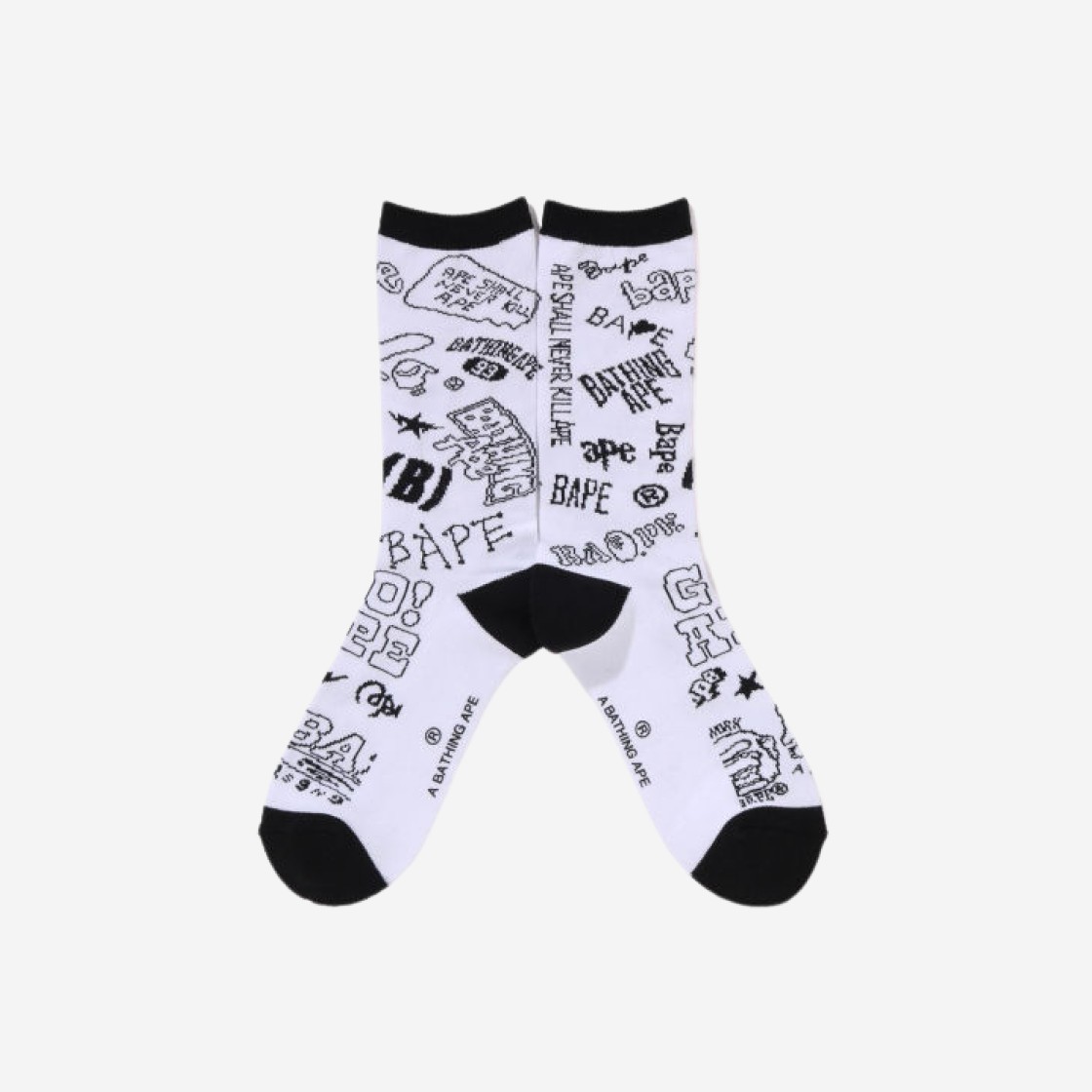 BAPE Graffiti Pattern Socks White 상세 이미지 2