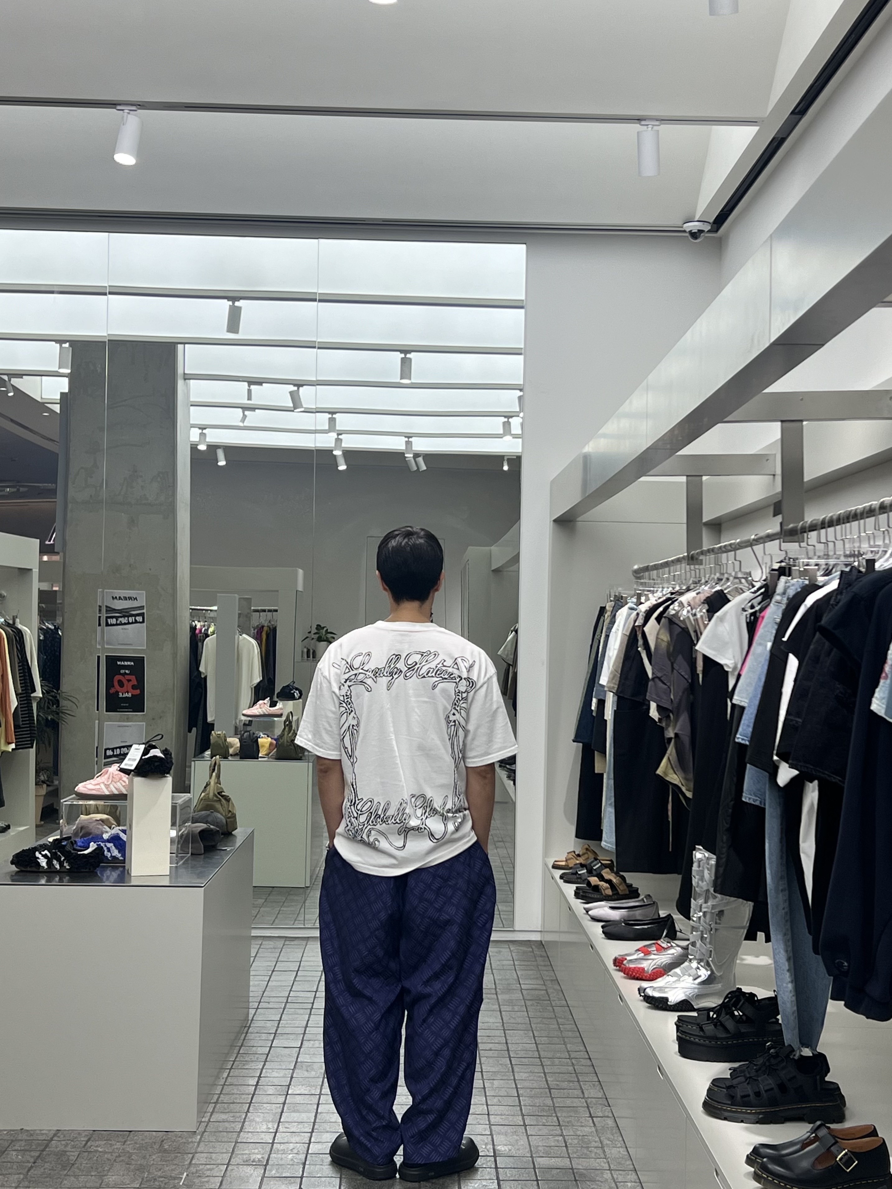 Basketcase Locally Hated Tee Bone, Tightbooth Checker Plate Balloon Pants Purple 착용 스타일 - 2