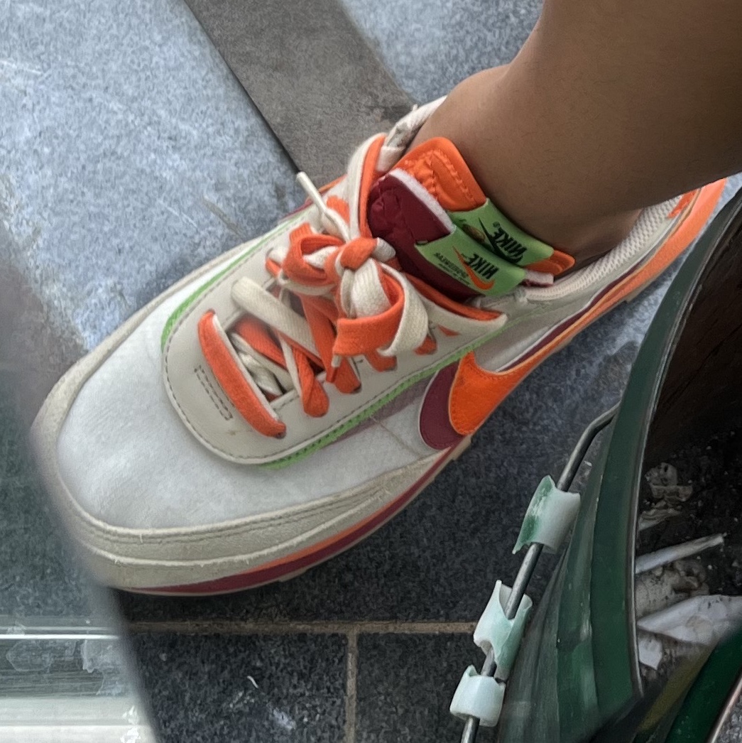 Nike x Sacai x Clot LDWaffle Orange Blaze 착용 스타일
