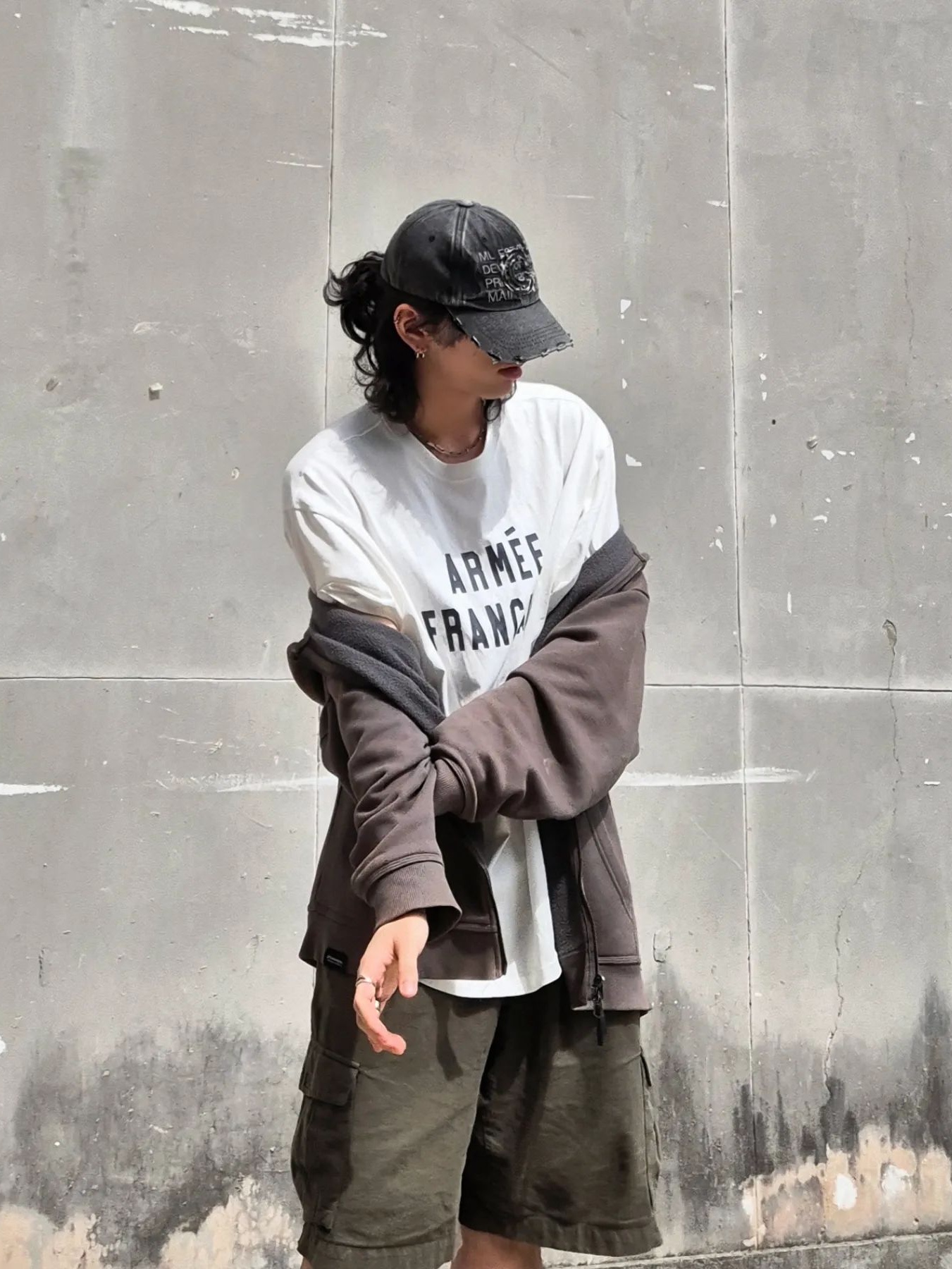 Millo Archive Core Denim Ball Cap Washed Black 착용 스타일 - 1