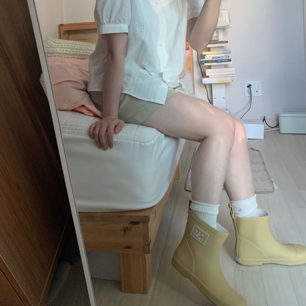Bensimon BSM Rain Boots Low Midnight Navy, Bensimon BSM Rain Boots Low Cloud Grey 착용 스타일