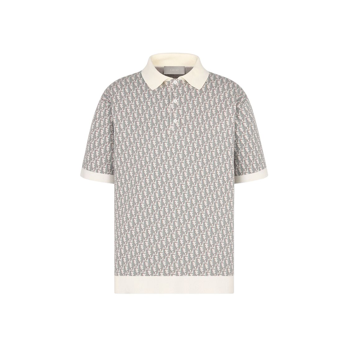 Dior Jacquard Oblique Polo Shirt White Blue Brown 상세 이미지 1