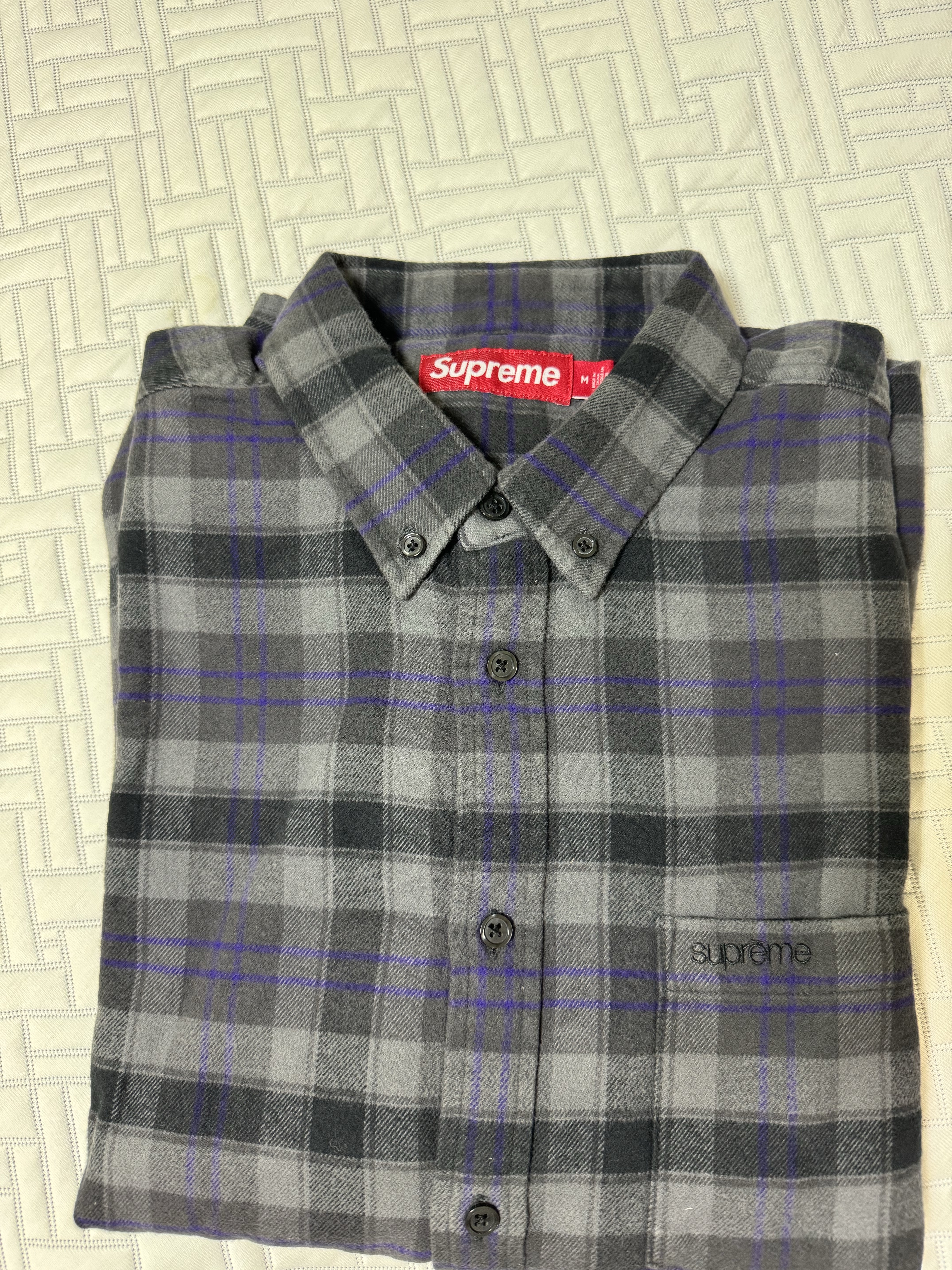 Supreme Plaid Flannel Shirt Black - 24SS 착용 스타일