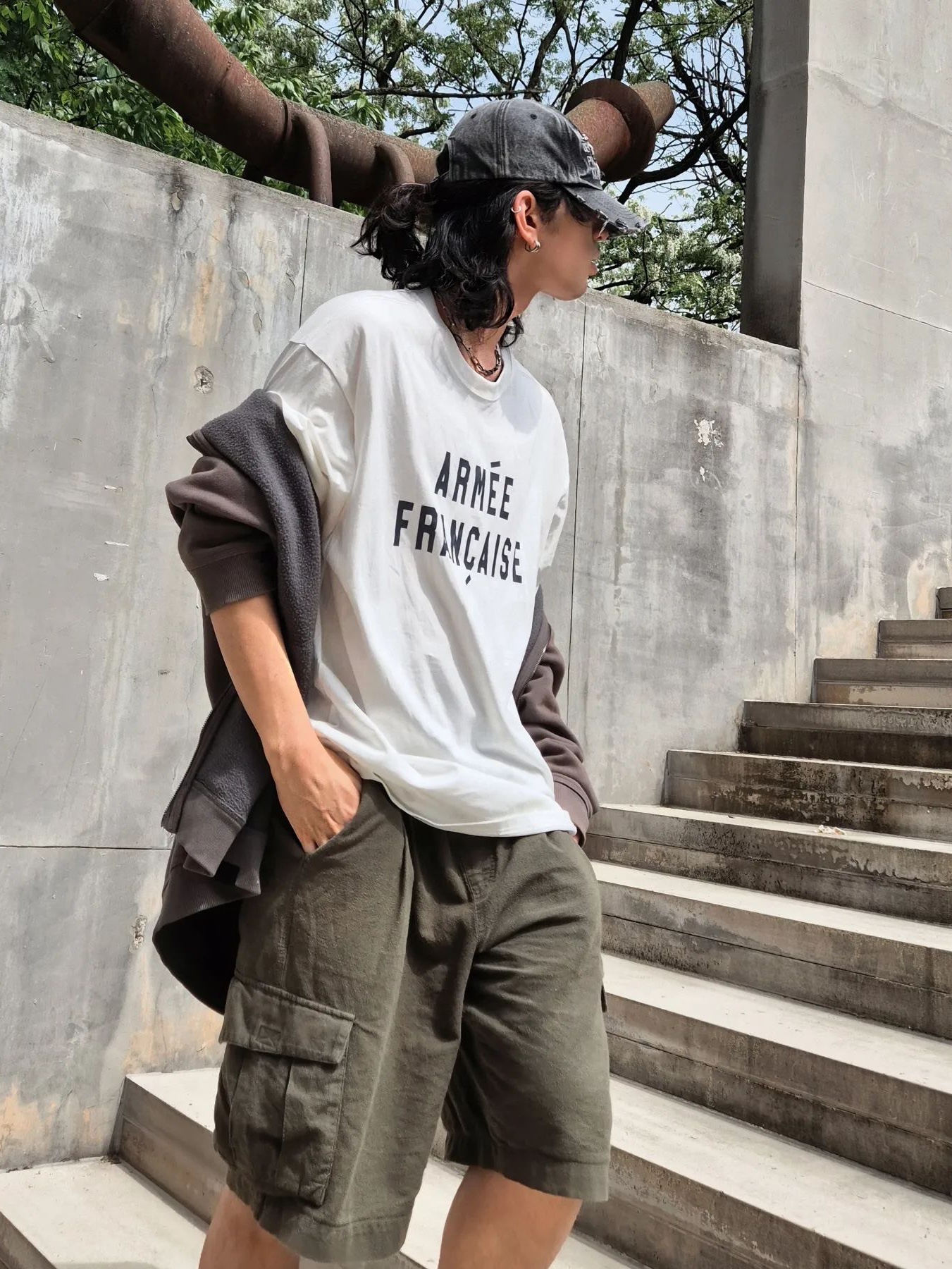 Millo Archive Core Denim Ball Cap Washed Black 착용 스타일 - 3