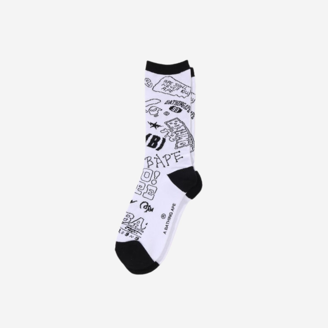 BAPE Graffiti Pattern Socks White 상세 이미지 1