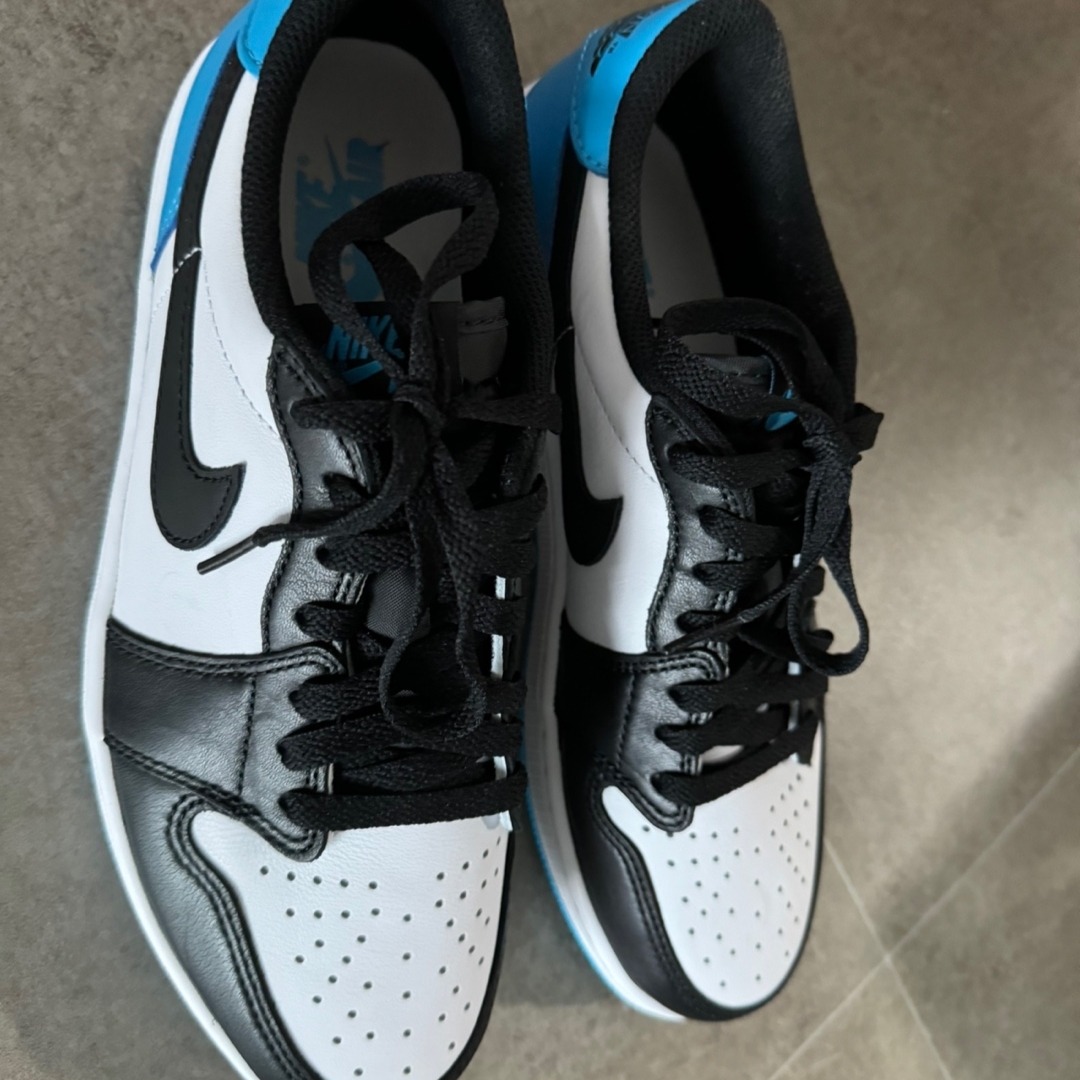 Jordan 1 Retro Low OG Black and Dark Powder Blue 착용 스타일