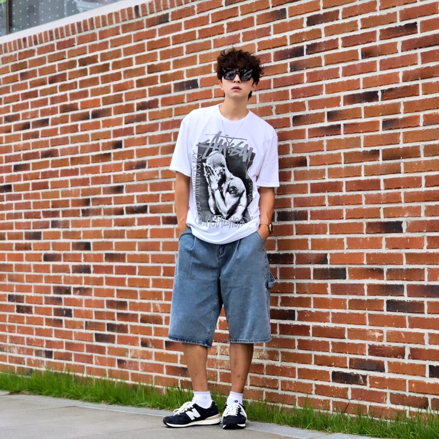 Stussy x Goldie Metalheadz 30 T-Shirt White, Samsung Galaxy Watch6 44mm LTE Silver (Korean Ver.) 착용 스타일 - 6