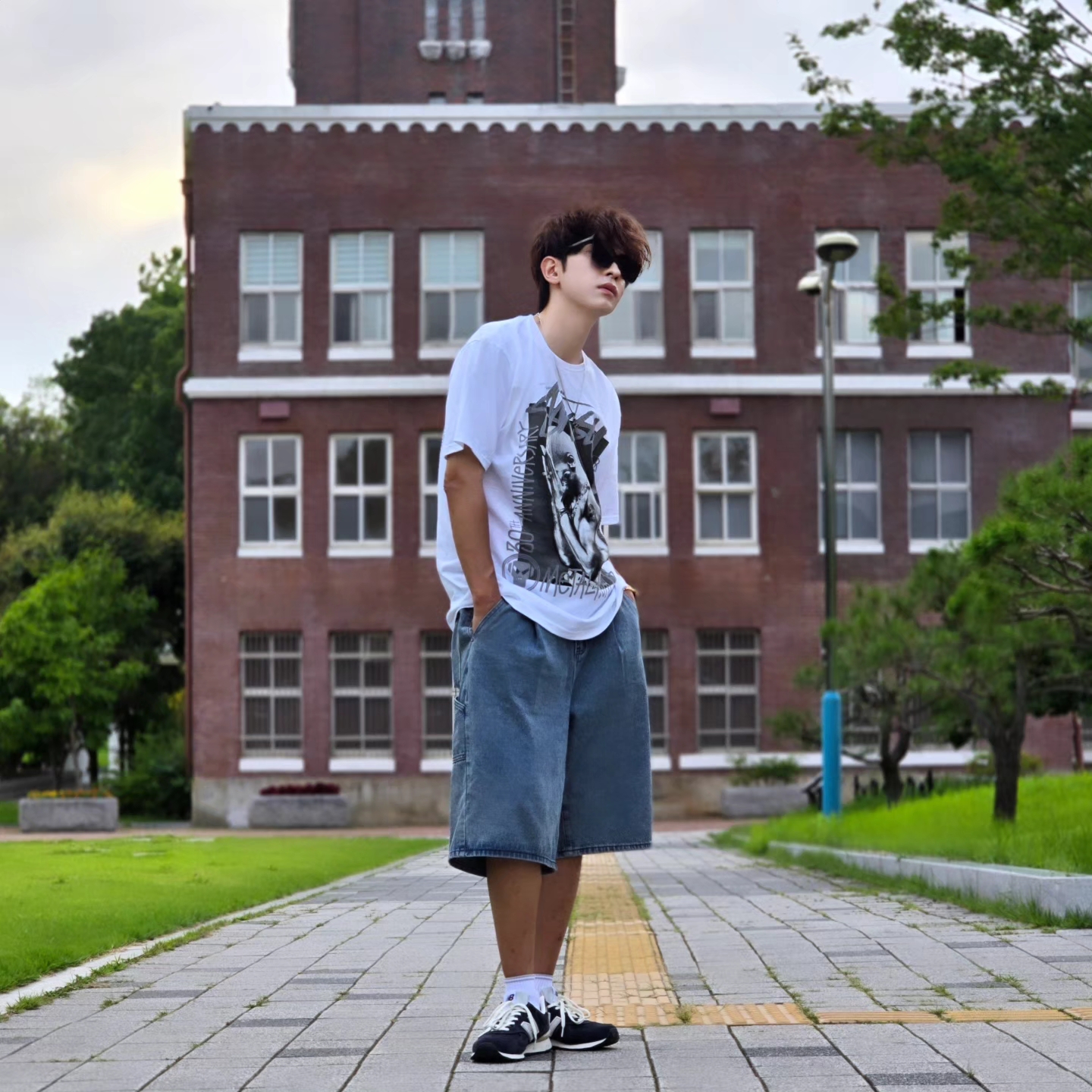 Stussy x Goldie Metalheadz 30 T-Shirt White, Samsung Galaxy Watch6 44mm LTE Silver (Korean Ver.) 착용 스타일 - 5