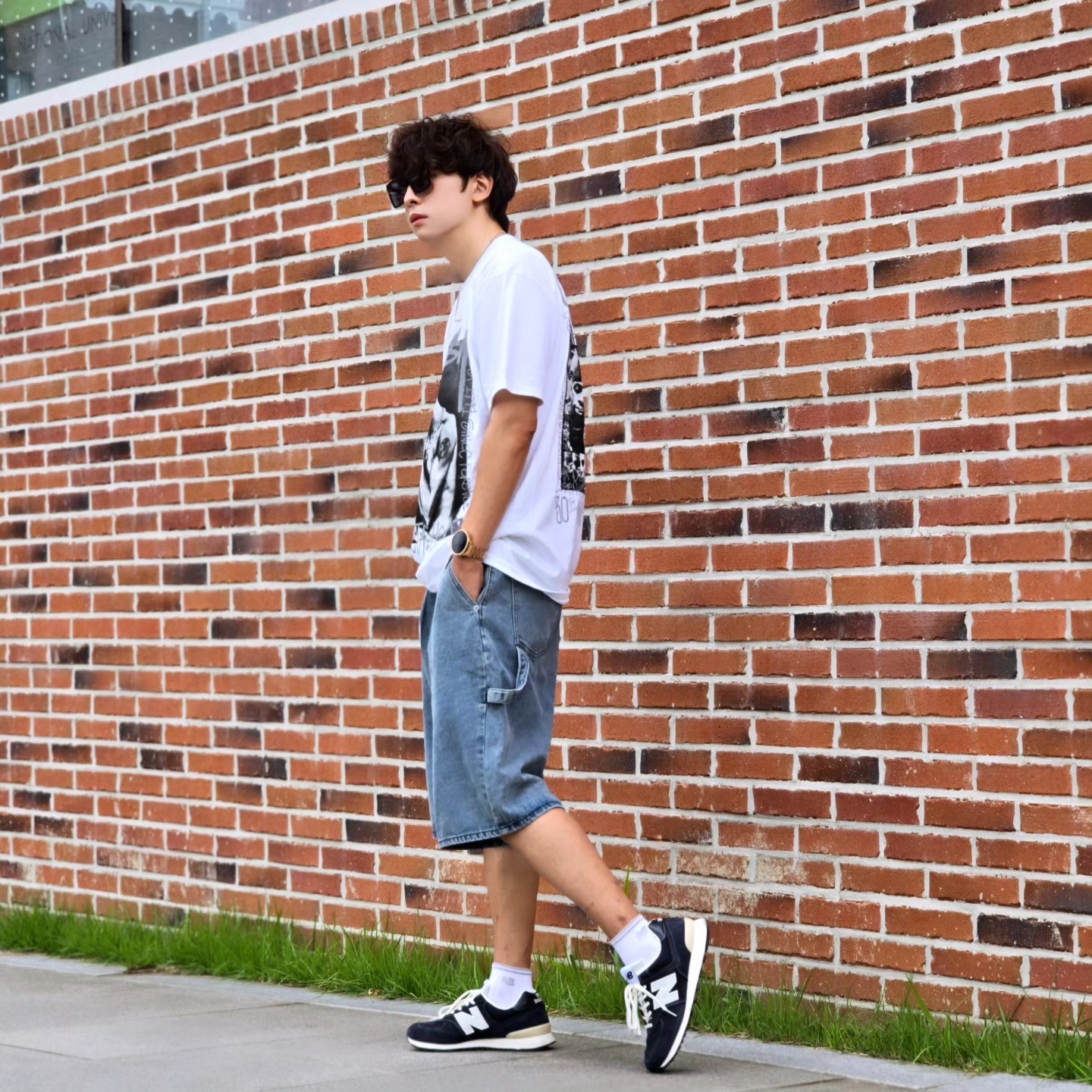 Stussy x Goldie Metalheadz 30 T-Shirt White, Samsung Galaxy Watch6 44mm LTE Silver (Korean Ver.) 착용 스타일 - 8