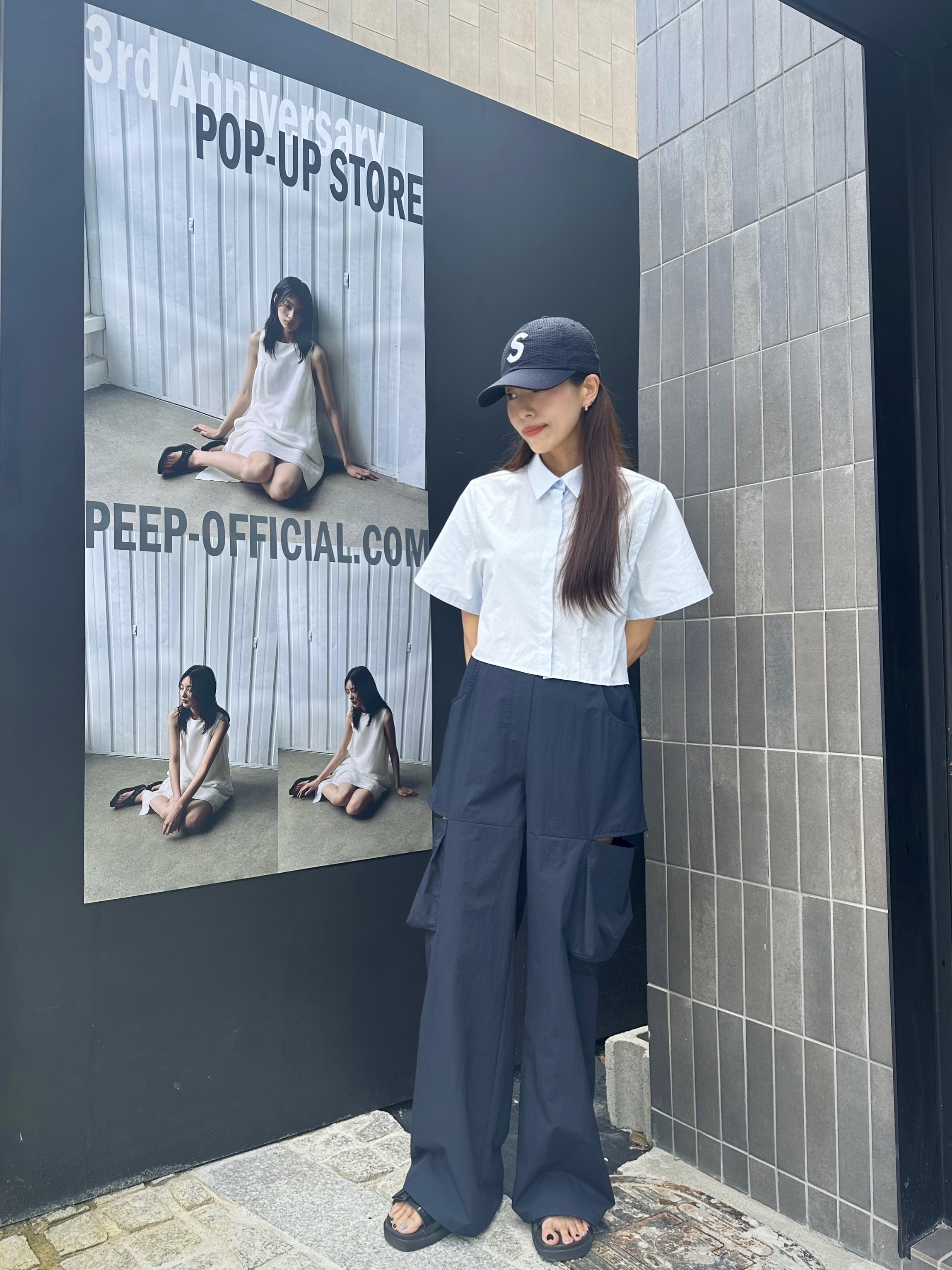 Supreme Seersucker S Logo 6-Panel Black - 24SS, (W) Gucci Mini Double G Rubber Slide Sandal Black 착용 스타일 - 2
